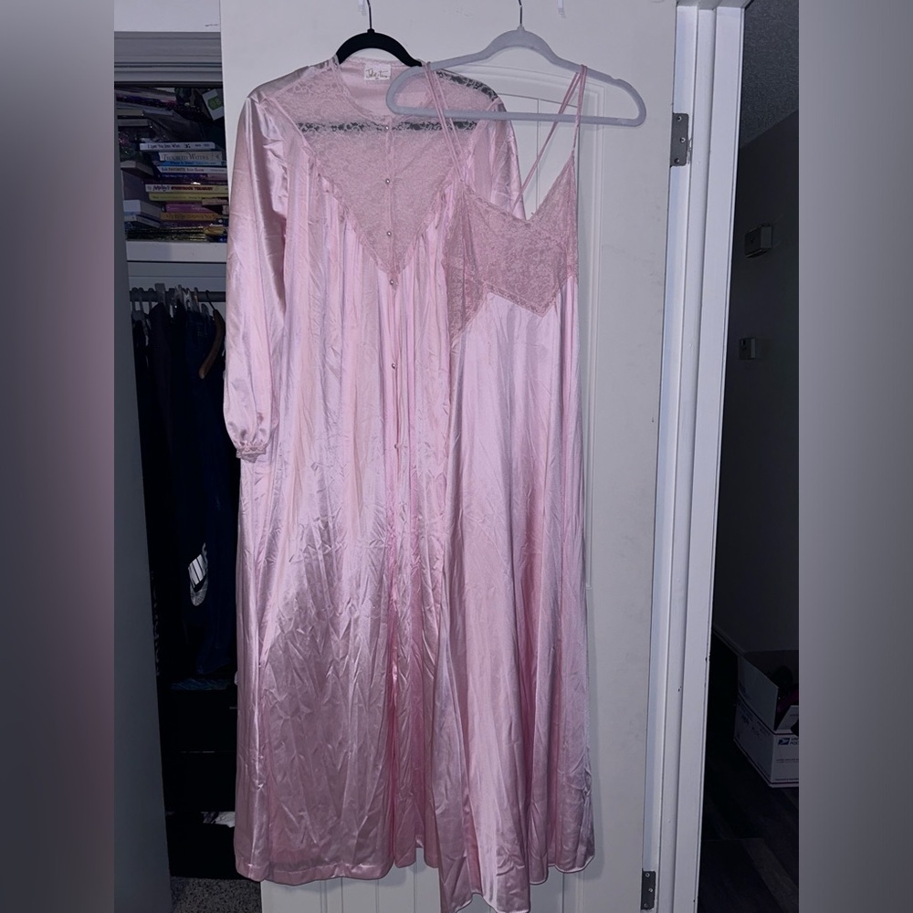 VTG Jolie Two Nightgown Slip Dress w Robe M EUC #70